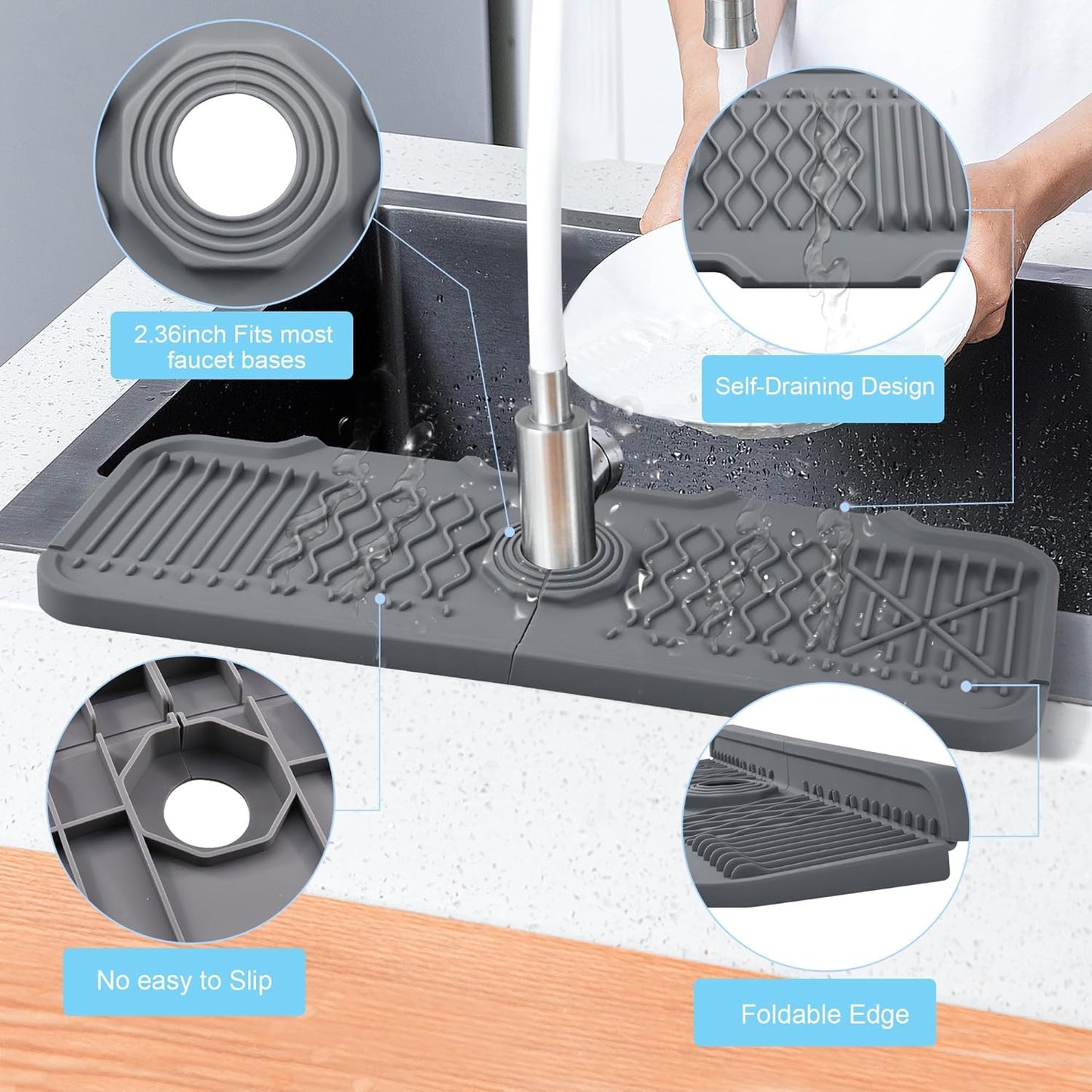 Kitchen sink drain mat